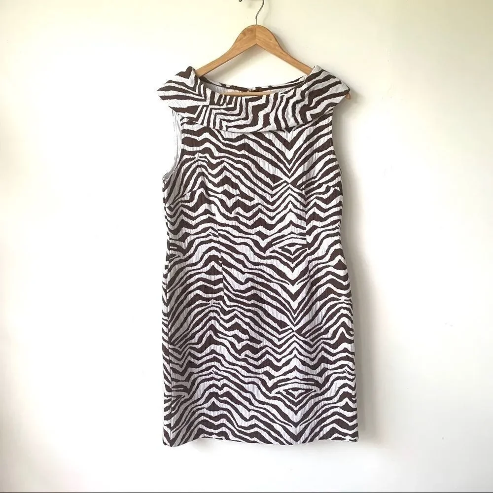 DANA BUCHMAN COTTON BLEND ZEBRA PRINT DRESS